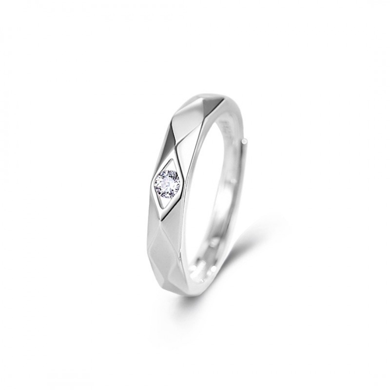 Couple Rings Simple Rhombus Set with Diamonds